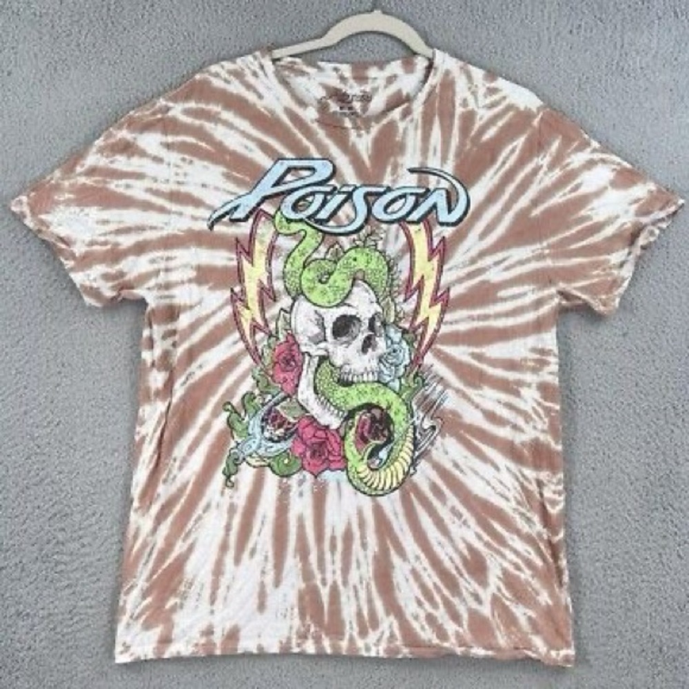 Poison Band Tie Dye Crewneck Short Sleeve Graphic T-shirt Size Large